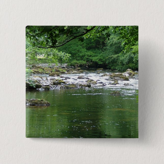 Mountain stream 15 cm square badge (Front)