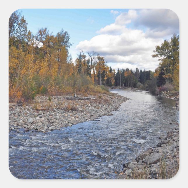 Mountain stream in forest print stickers (Front)