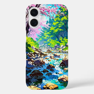 Mountain Stream in Spring – Anime Landscape iPhone 16 Case