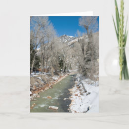 Mountain Stream in Winter Holiday Card