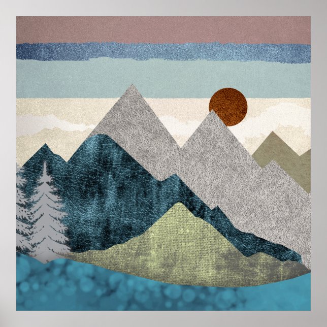 Mountain Striped Sky Poster (Front)