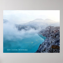 Mountain Sulphur Crater Blue Pond Fog Mist