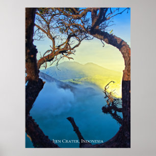 Mountain Sulphur Crater Blue Pond Frame Poster