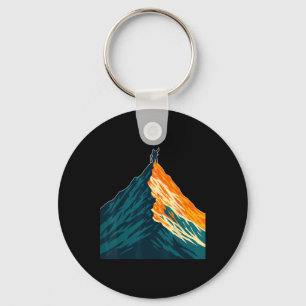 Mountain Summit Climbing Adventure Silhouette Key Ring