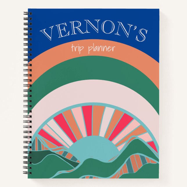 Mountain Sun Bright Travel Trip Planner Notebook (Front)