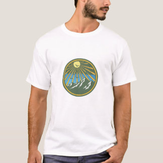 Mountain Sun Rays Nature Minimalist Logo T-Shirt