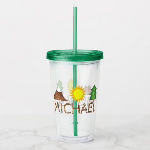 Mountain Sun Tree Camping Hiking Outdoors Woods Acrylic Tumbler