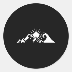 Mountain Sun Wave Nature Hiking Surf Surfer Hiker Classic Round Sticker