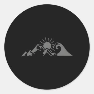 Mountain Sun Wave Nature Hiking Surf Surfer Hiker  Classic Round Sticker