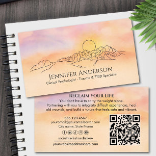 Mountain Sunris Watercolor Landscape Mental Health Business Card