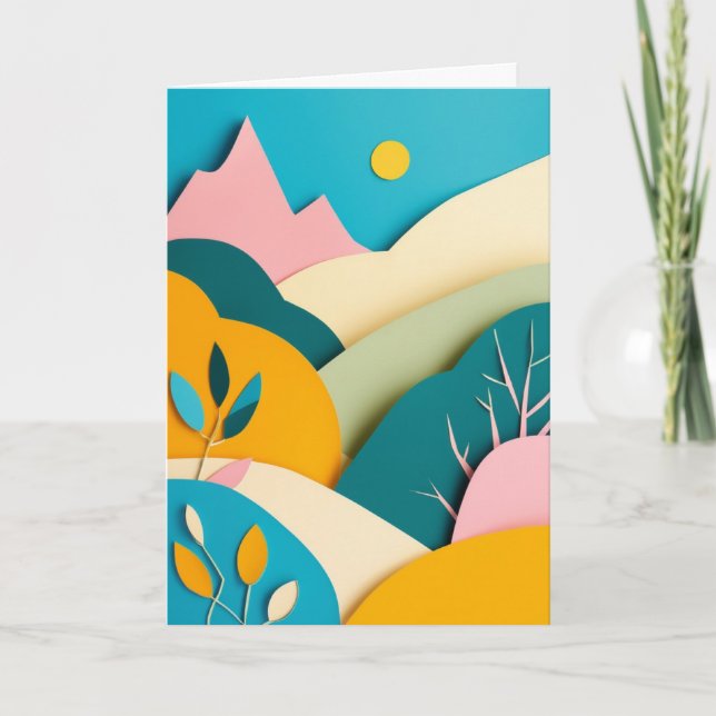 Mountain Sunrise Cut-Paper Card (Front)