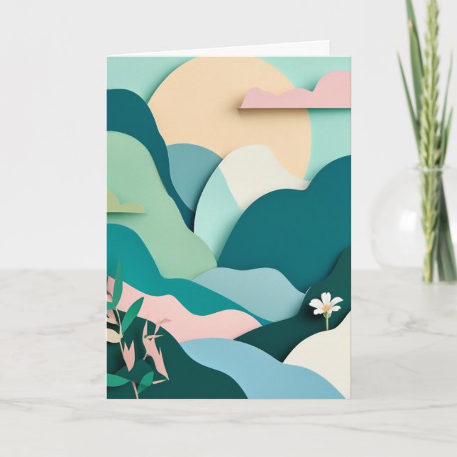 Mountain Sunrise Cut-Paper Card (Front)