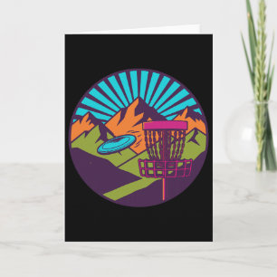 Mountain Sunrise Disc Golf Basket Flying Disc Scen Card