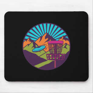 Mountain Sunrise Disc Golf Basket Flying Disc Scen Mouse Pad