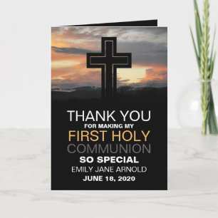 Mountain Sunrise, First Holy Communion Thank You Card