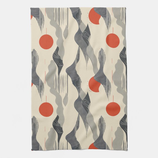 Mountain Sunrise Pattern Tea Towel (Vertical)