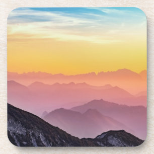 Mountain Sunrise Peaceful Colourful Inspirational Coaster