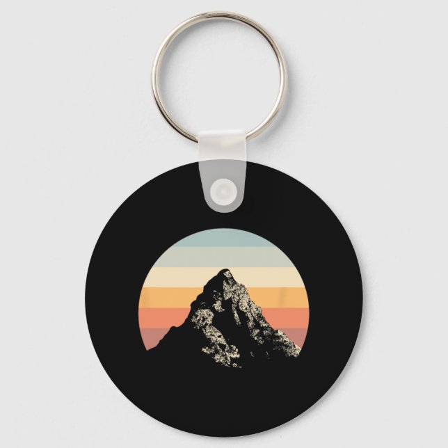 Mountain Sunset Circle Rainbow Outdoor Nature  Key Ring (Front)