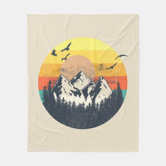 Mountain sunset fleece blanket (Front)