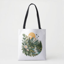 Mountain Sunset Floral Tote Bag-Nature & Adventure