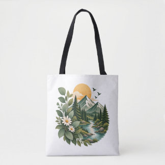 Mountain Sunset Floral Tote Bag-Nature & Adventure Bag