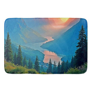 Mountain Sunset: Golden Valley Peace Art Bath Mat
