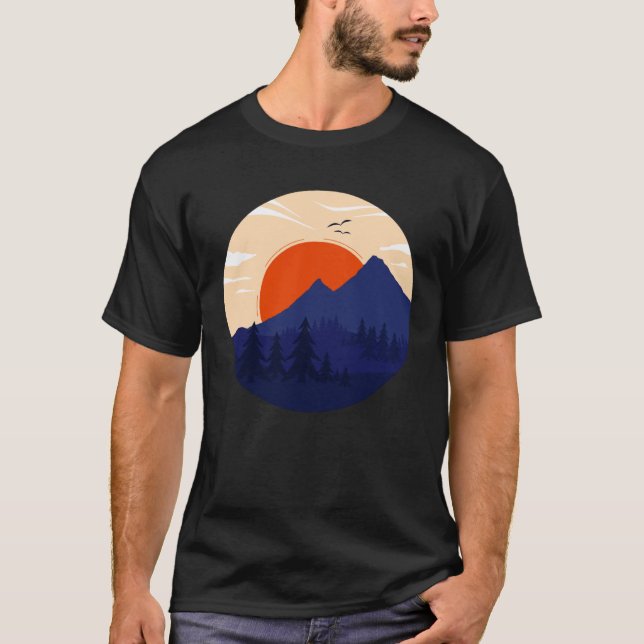 Mountain Sunset Graphic Adventure Outdoor Mountain T-Shirt (Front)