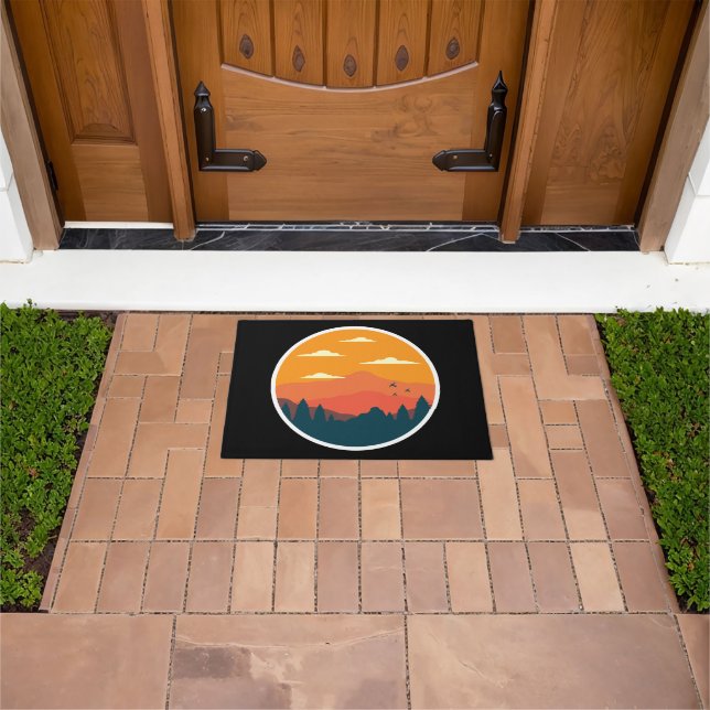Mountain sunset illustration  doormat (Outdoor)