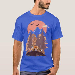 Mountain sunset Landscape Bird flying Cloud sky Re T-Shirt