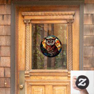 Mountain Sunset Owl Faux Stained Glass