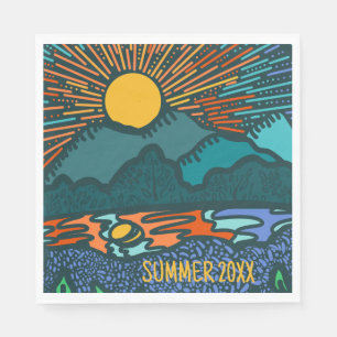 Mountain sunset Personalised Camping Picnic Napkin
