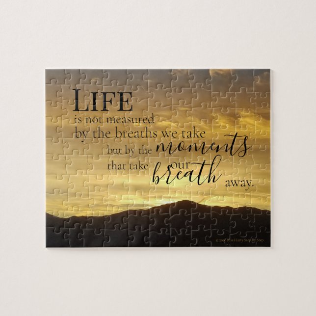 Mountain Sunset Quote Life Moments Breath Away Jigsaw Puzzle (Horizontal)