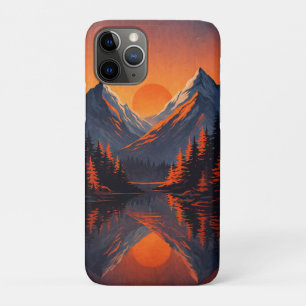 Mountain Sunset Reflection Fiery Orange Sky iPhone 11 Pro Case