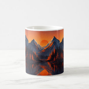 Mountain Sunset Reflection Fiery Orange Sky  Coffee Mug
