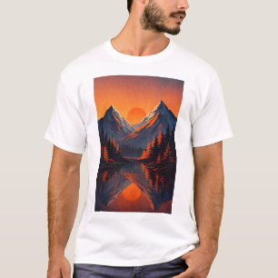 Mountain Sunset Reflection Fiery Orange Sky T-Shirt