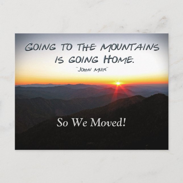 Mountain Sunset Star Shaped / Muir Address Chg Announcement Postcard (Front)