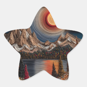 Mountain Sunset Star Sticker