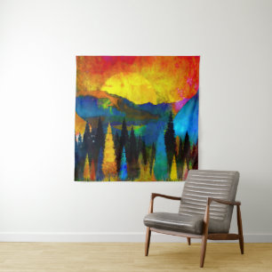 Mountain sunset  tapestry