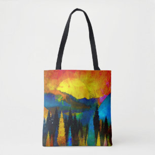 Mountain sunset tote bag