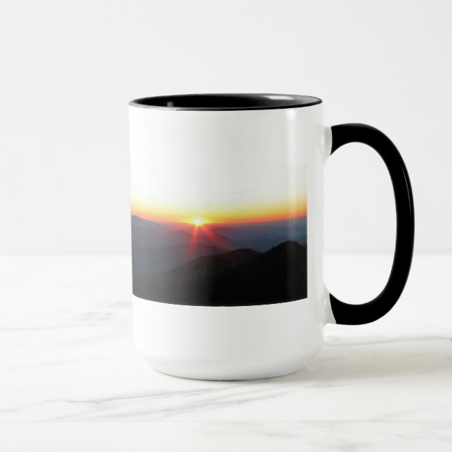 Mountain Sunset w/shimmering rays / J Muir Mug (Right)