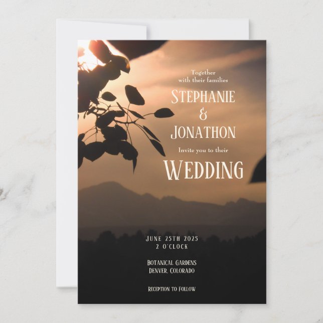 Mountain Sunset Wedding Invitation (Front)