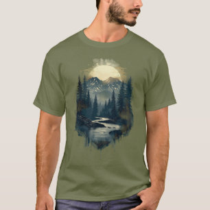 Mountain Sunset Wildlife Bear Design T-Shirt