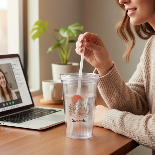 Mountain Sunset with Name Acrylic Tumbler (Creator Uploaded)