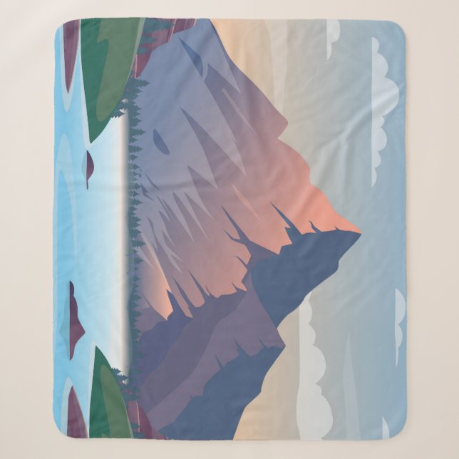 Mountain surrounded by a river sherpa blanket (Front)