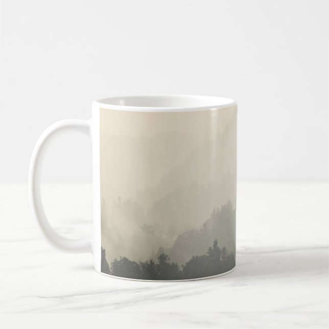 MOUNTAIN SURROUNDED BY TREES COFFEE MUG (Left)