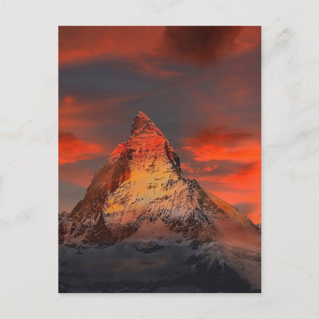 Mountain Switzerland Matterhorn Zermatt Red Sky Postcard (Front)