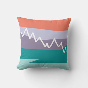 Mountain Throw Pillow with Solid Coral Back