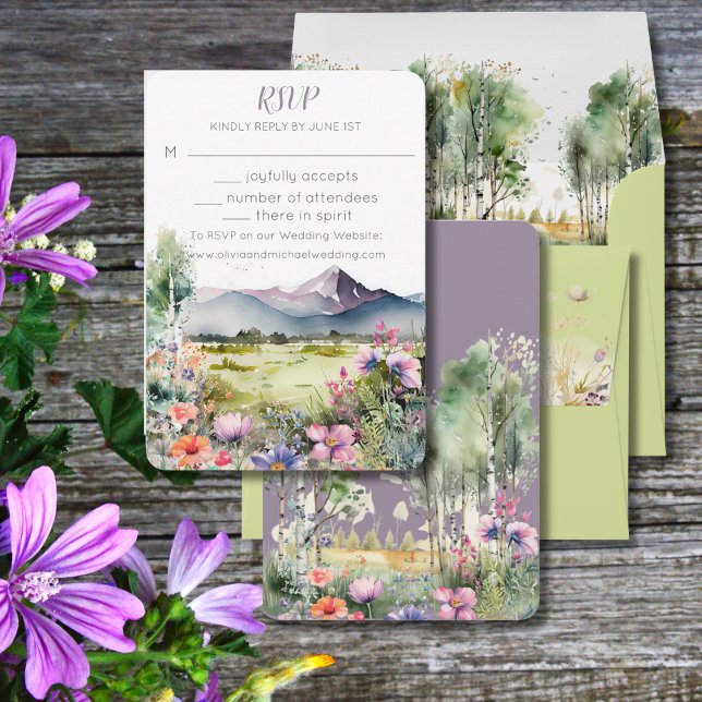 Mountain Thyme Wildflower Wedding RSVP Reply Card (Creator Uploaded)