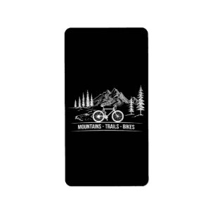 Mountain Trail Bikes - Cyclist Bike Rider Bicycle Label