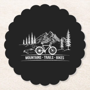 Mountain Trail Bikes - Cyclist Bike Rider Bicycle  Paper Coaster